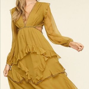 ASOS Design Mustard Yellow Backless Midi Length Formal Dress Size 10, EUC